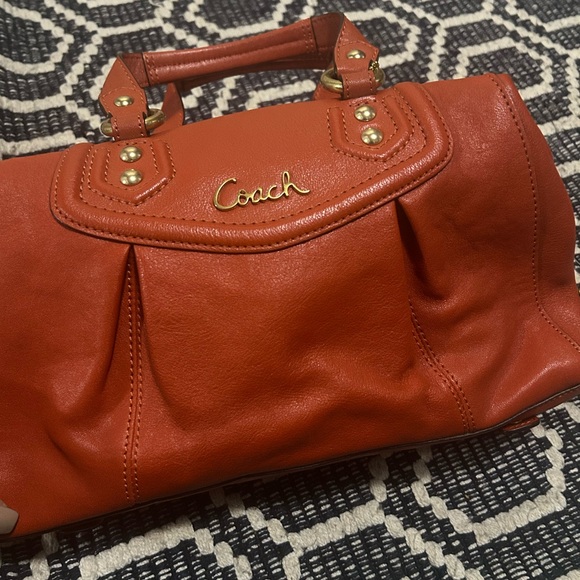 Coach Women's Bold Orange Leather Satchel - Picture 1 of 4
